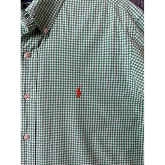 Ralph Lauren Shirt Mens XL Green White Custom Fit Gingham Button Down Cotton - Picture 2 of 7